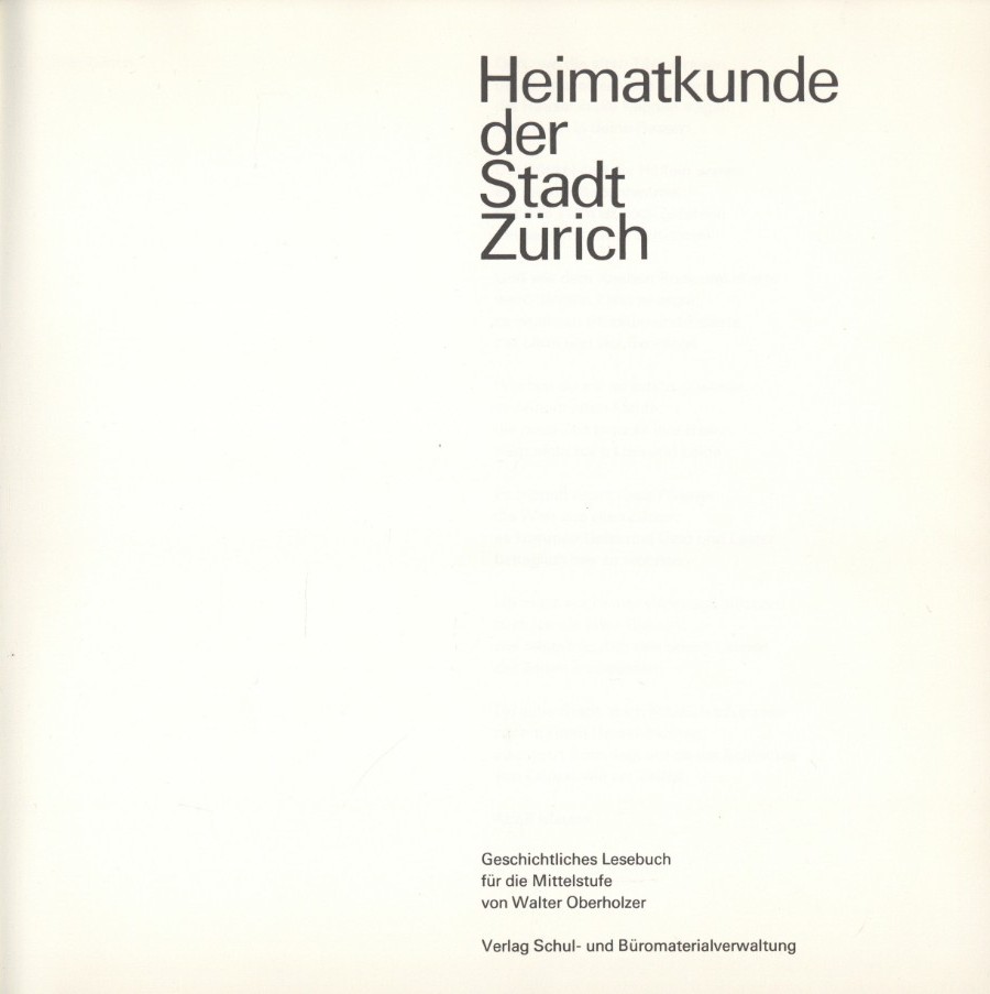 Oberholzer, Heimatkunde der Stadt Zürich