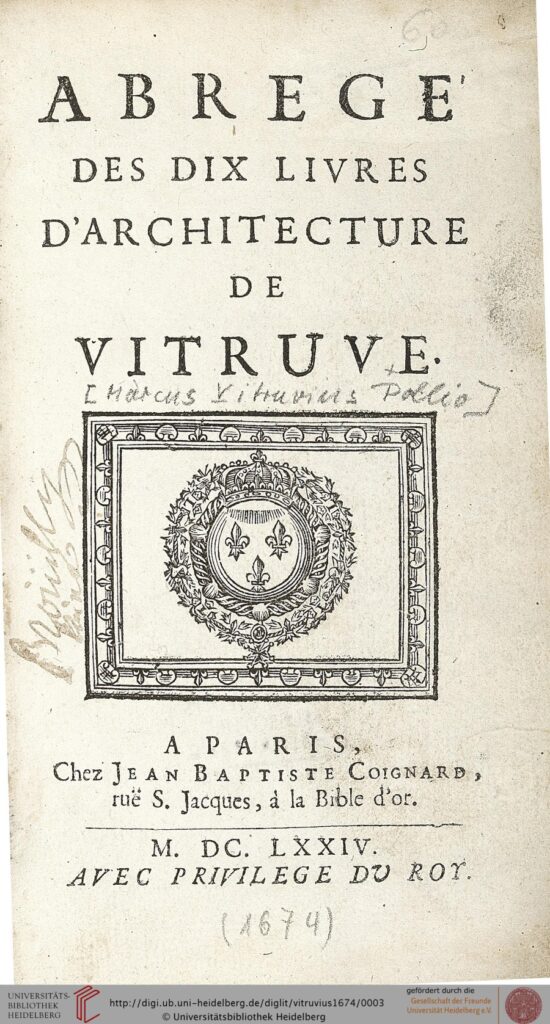 Perrault, Abrégé des dix livres d’architecture de Vitruve