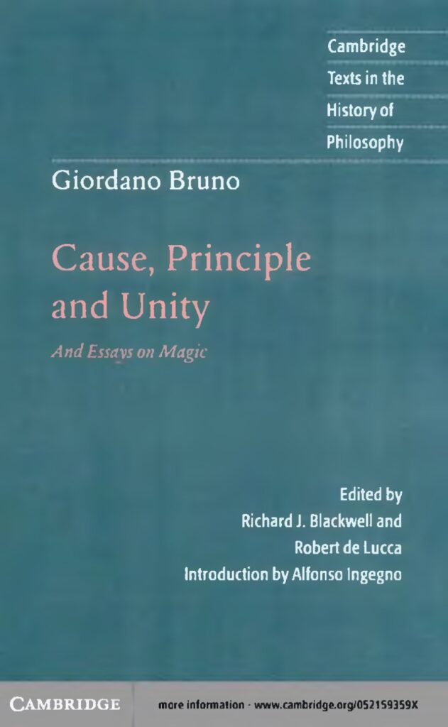 Giordano Bruno, Cause, Principle and Unity and Essays on Magic (Cambridge) – cover