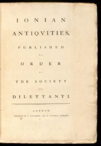 Ionian Antiquities, published by order of the Society of Dilettanti, London 1769 – title page